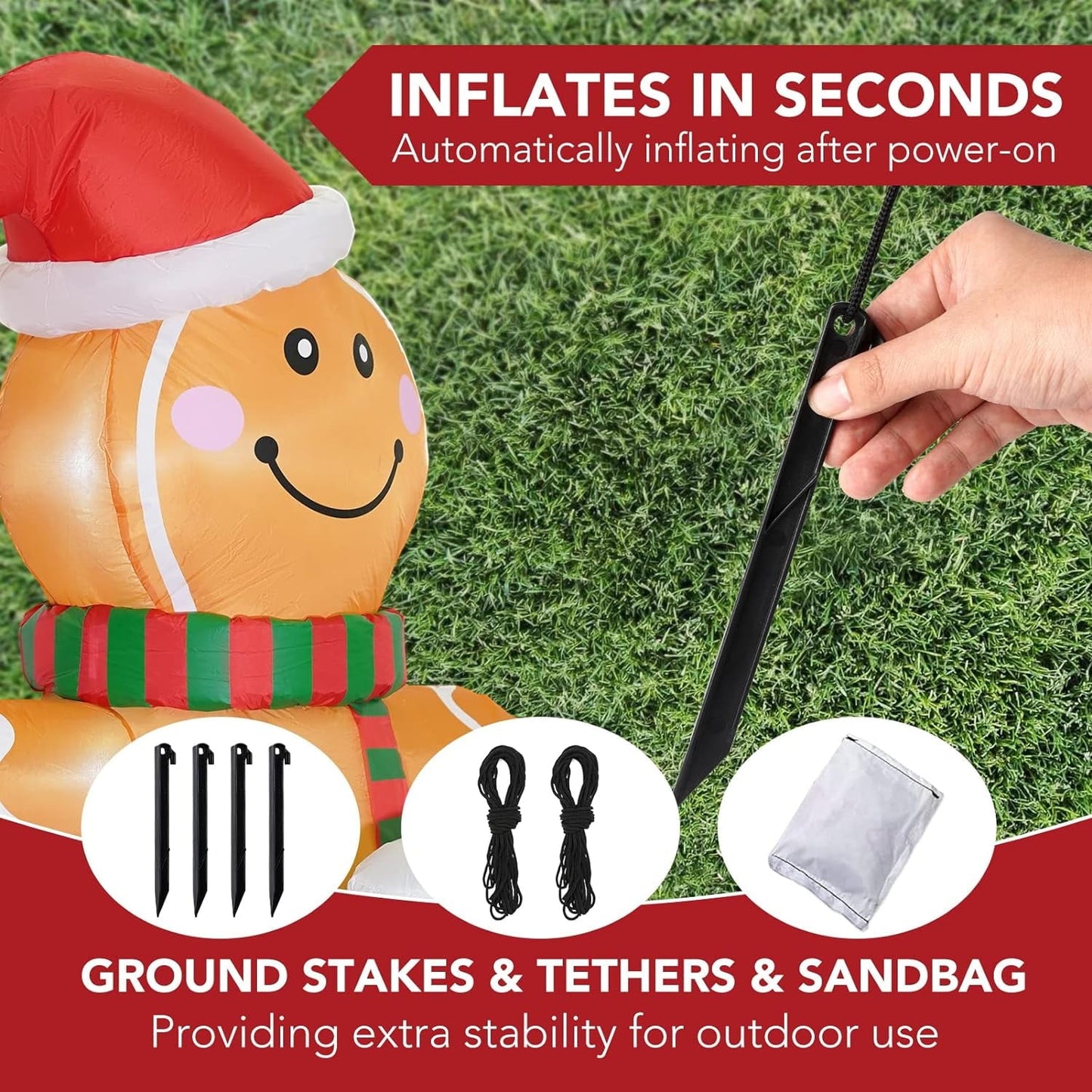 Ayieyill 7FT Christmas Inflatables Cup Gingerbread Man Funny Christmas Inflatables with LED Lights, Christmas Blow up Decorations Outdoor