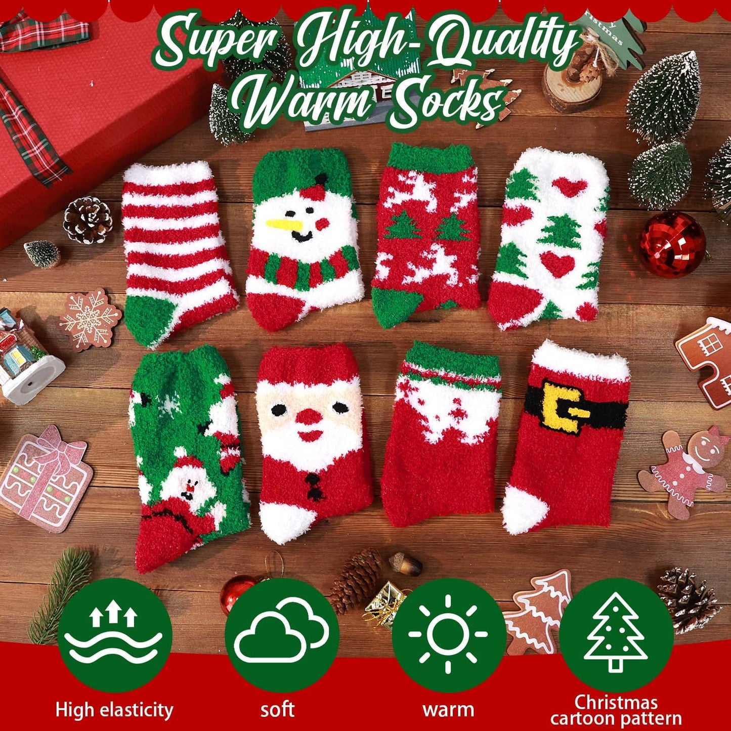 Ayieyill Fuzzy Socks for Women, 6 Pairs Plush Slipper Socks Women, Warm Soft Fluffy Socks Thick Cozy Plush Sock Winter Christmas Socks for Women