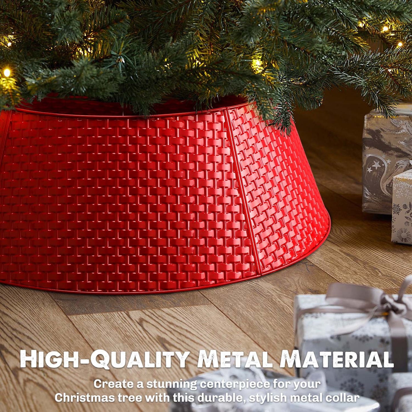 Ayieyill 28 inch Christmas Tree Collar, Christmas Tree Stand Cover for Christmas Tree Decorations | Metal