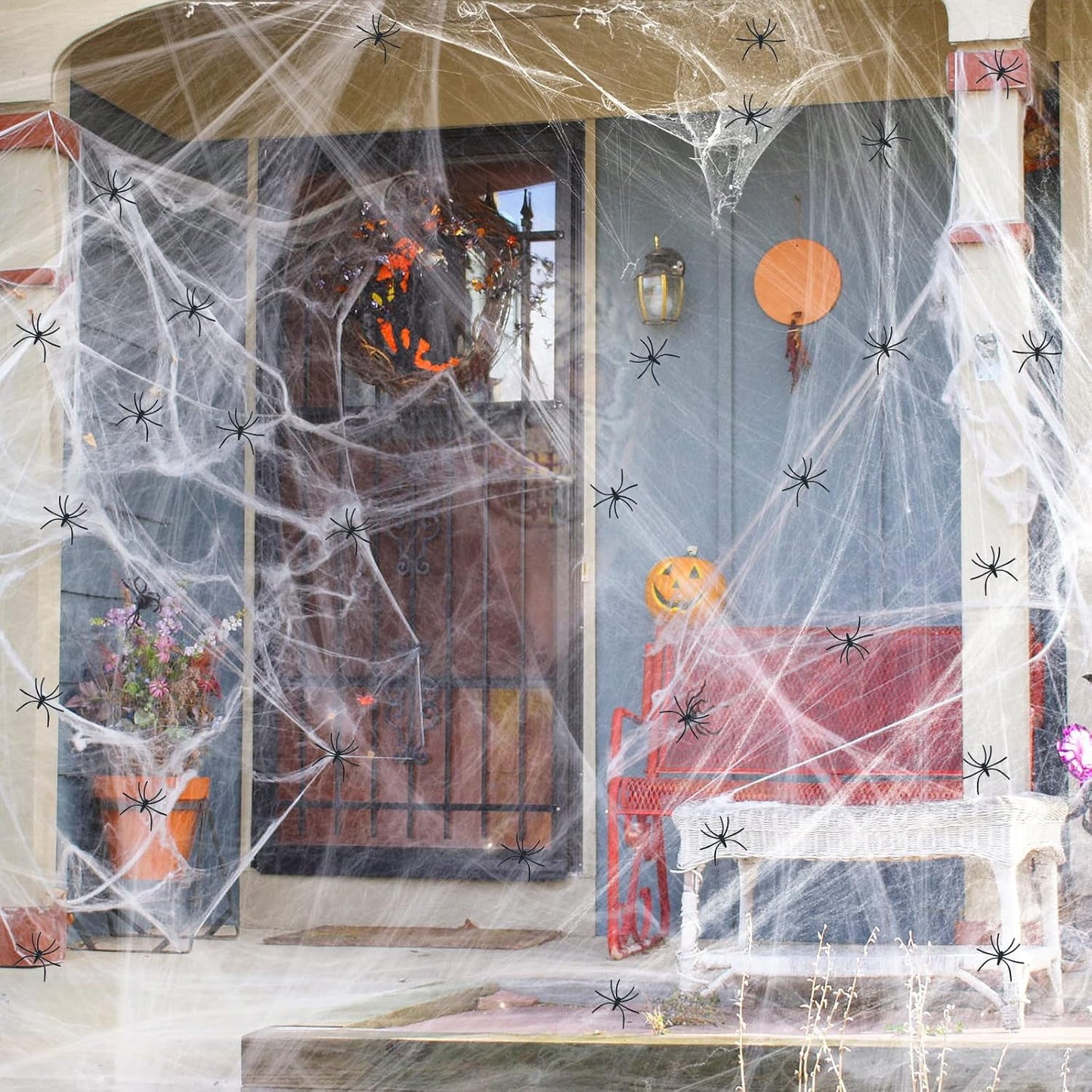 Ayieyill 1000sqft Halloween Spider Webs Decorations with 150 Extra Fake Spiders, Super Stretchy Cobwebs for Halloween Decorations Indoor and Outdoor