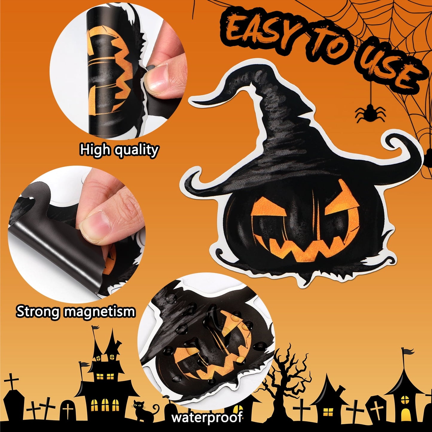 Ayieyill Halloween Tombstone Trunk or Treat Archway Garage Decoration with Gargoyles, Arch Monument, Spider Web and Non-Woven Fabric for Car Garage Door Entryway Archway and Halloween Decor Outdoor