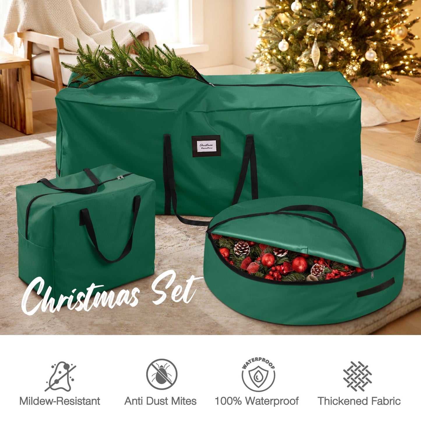 Ayieyill 3Pcs Christmas Tree Storage Bag, Christmas Tree Bag for 7.5 FT Artificial Trees