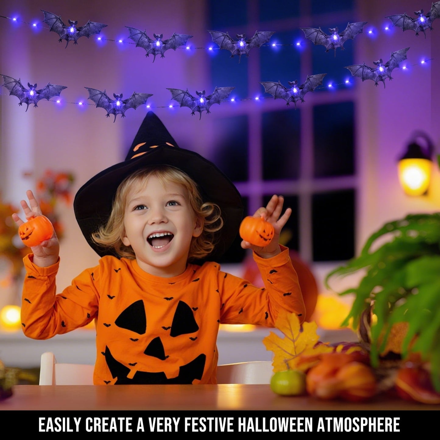 Ayieyill Halloween Bat String Lights Halloween Lights Halloween Decorations Indoor Outdoor