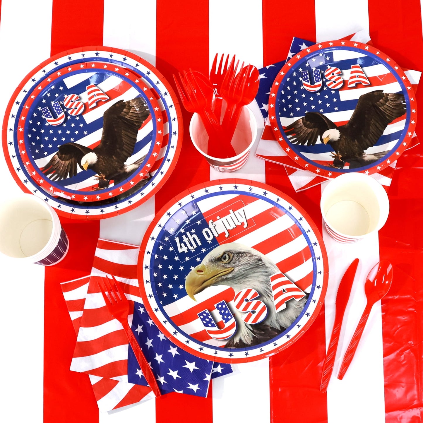 Ayieyill 170Pcs 4th of July Decorations Party Supplies, Fourth of July Decorations, Independence Day Party Serves 24