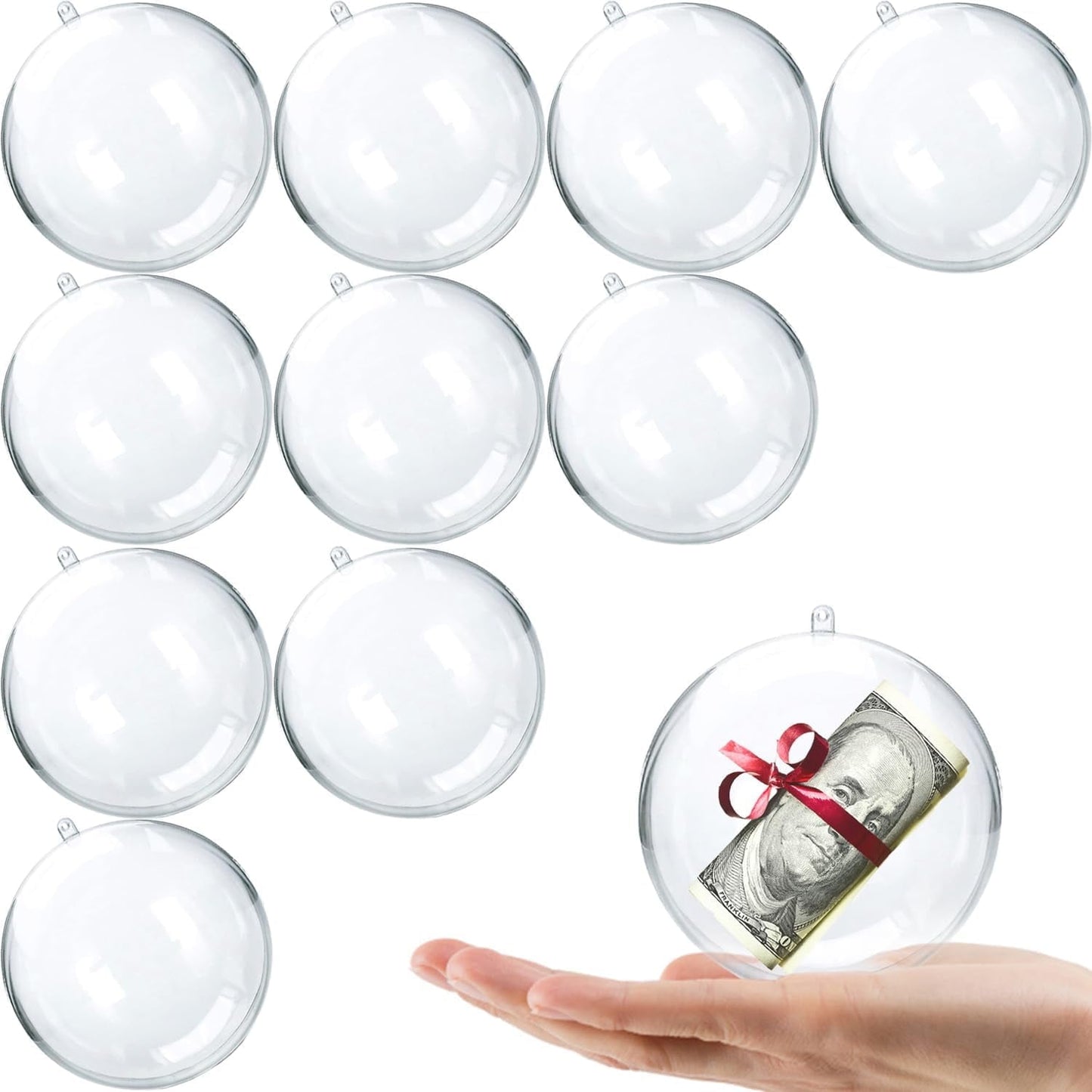 Ayieyill 20 Pack Clear Plastic Christmas Ornaments 3.15in Fillable Ornaments DIY Christmas Balls for Tree Decor