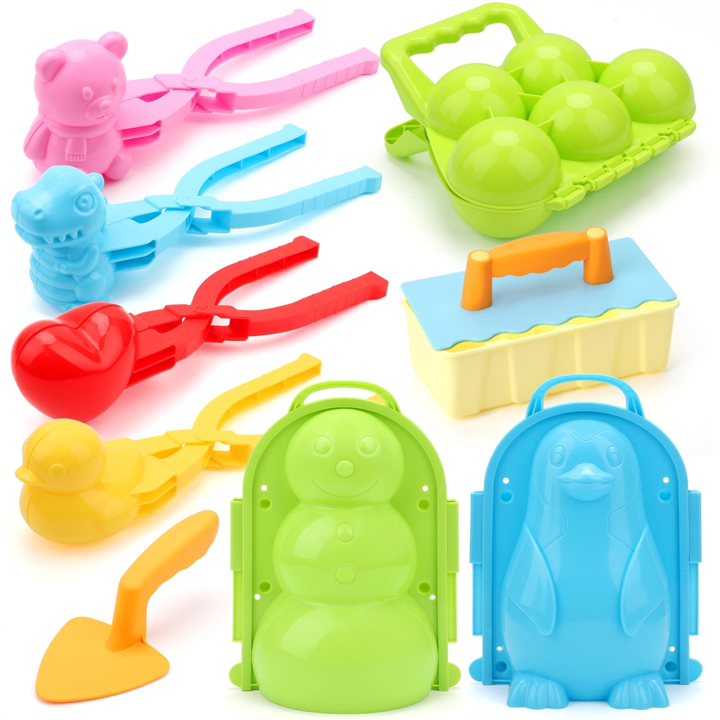 Ayieyill 11Pcs Snowball Maker Tool Winter Snow Toys Kit, Sand Molds Beach Toys Plastic Snow Mold