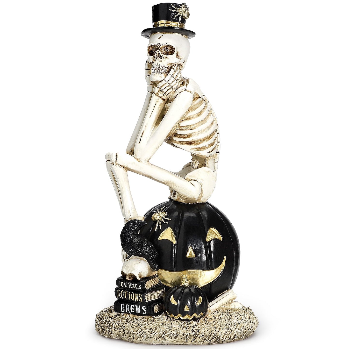 Ayieyill Halloween Skeleton Decorations, Skeleton Figurines on Pumpkin, Halloween Decorations Indoor