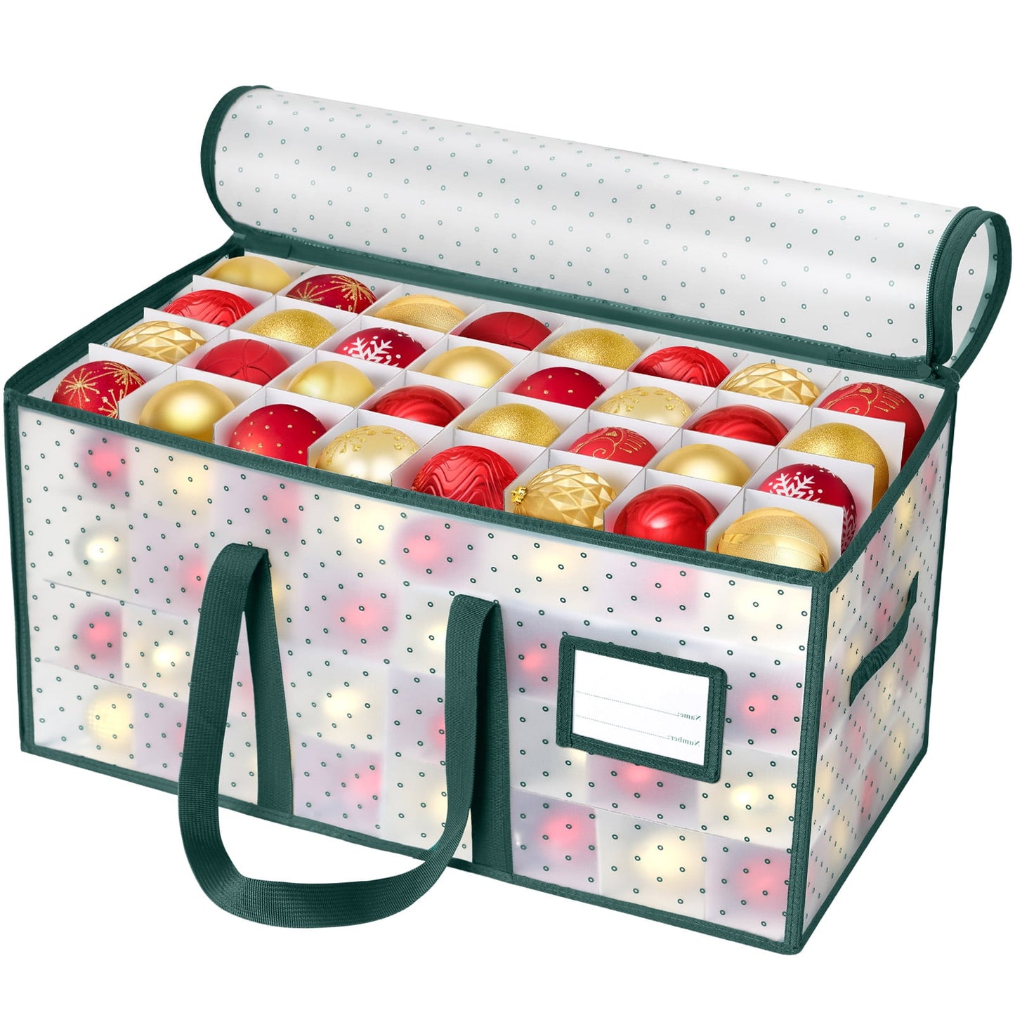 Ayieyill 128-Count Premium Red Christmas Ornament Storage Chest, Holiday Ornament Organizer Box