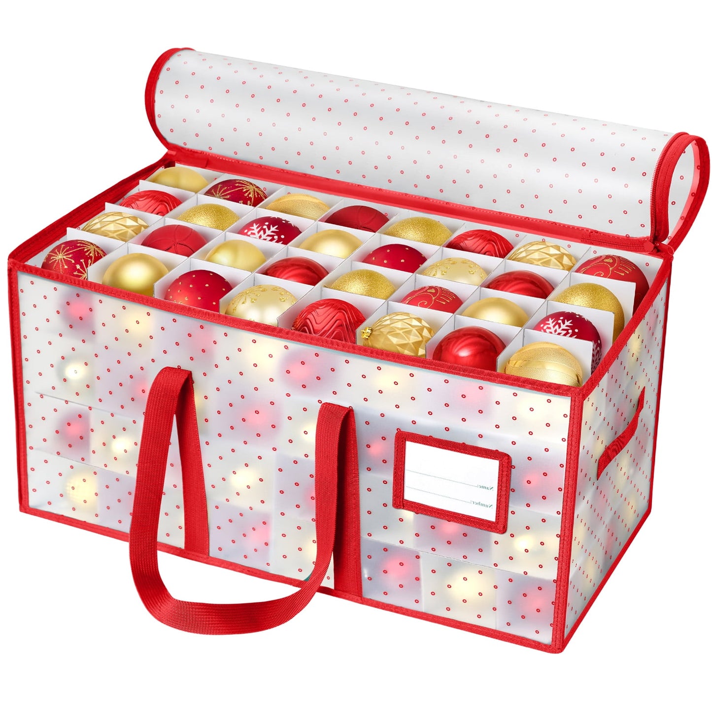 Ayieyill 128-Count Premium Red Christmas Ornament Storage Chest, Holiday Ornament Organizer Box