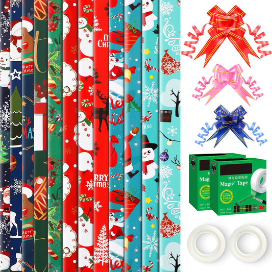 Ayieyill 12Pack Christmas Wrapping Paper Traditional Gift Wrap, Christmas Decoration