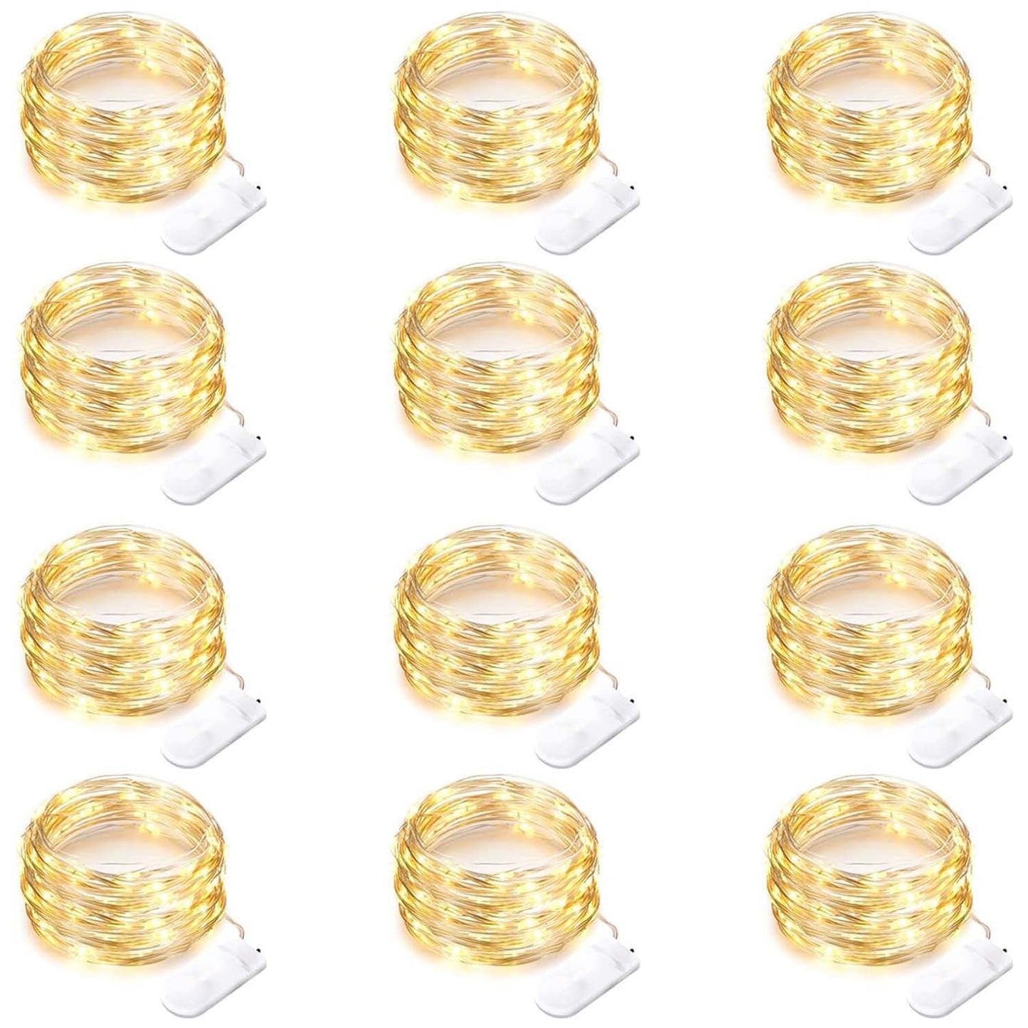 Ayieyill 12Pack Fairy Lights Battery Operated,10ft 30 LED Mini String Lights Waterproof Wire Lights Indoor, Warm White