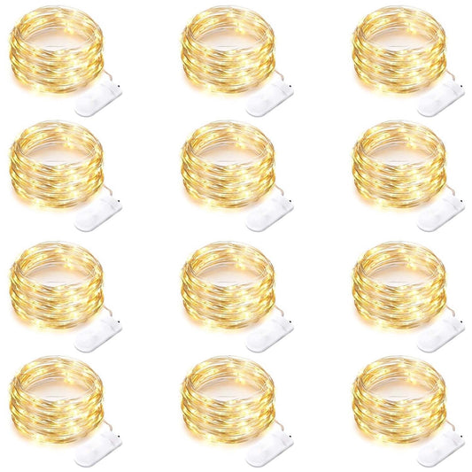 Ayieyill 12Pack Fairy Lights Battery Operated,10ft 30 LED Mini String Lights Waterproof Wire Lights Indoor, Warm White