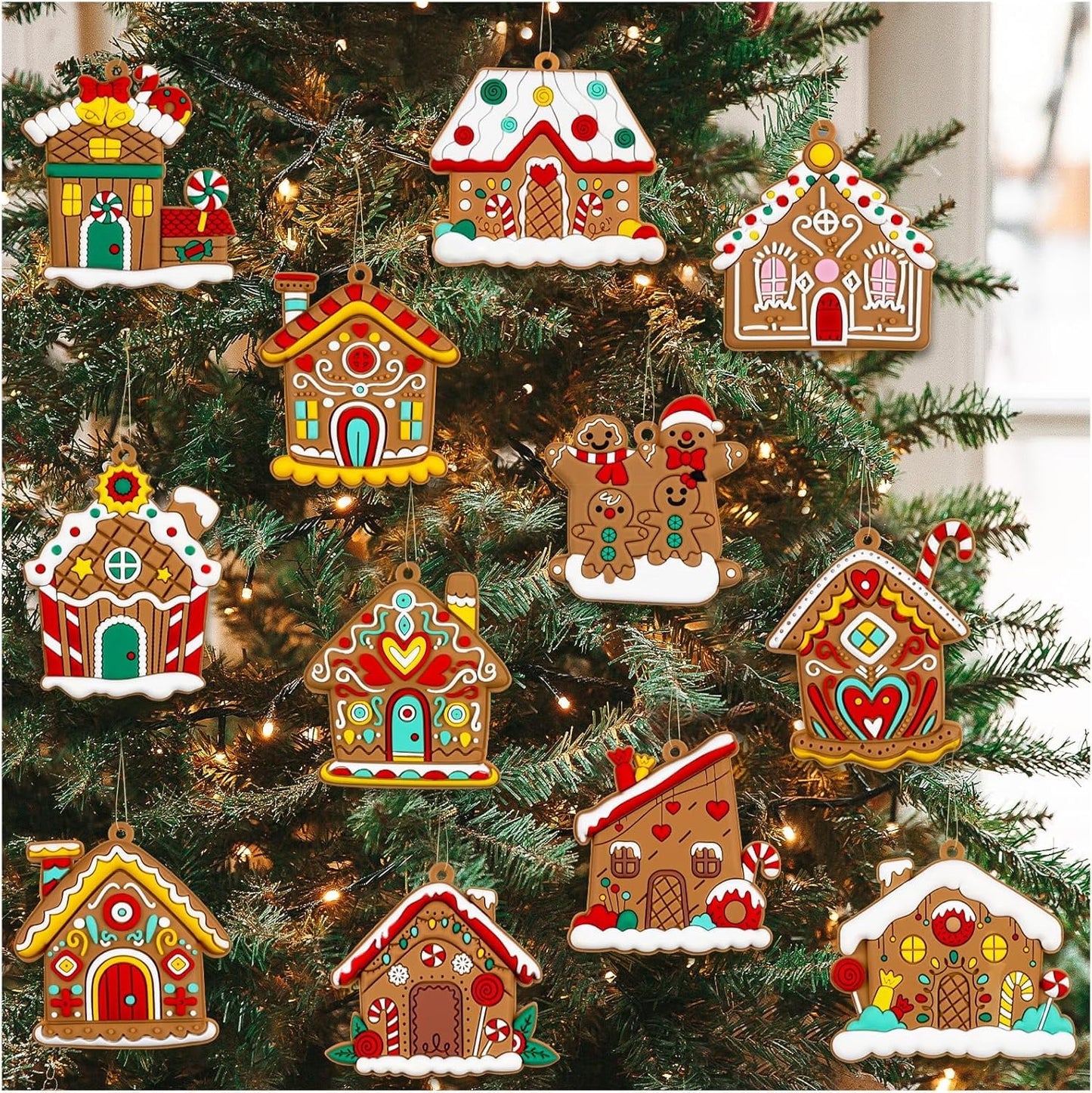 Ayieyill 14pcs Gingerbread Christmas Ornaments Gingerbread Christmas Tree Decorations Holiday Decor