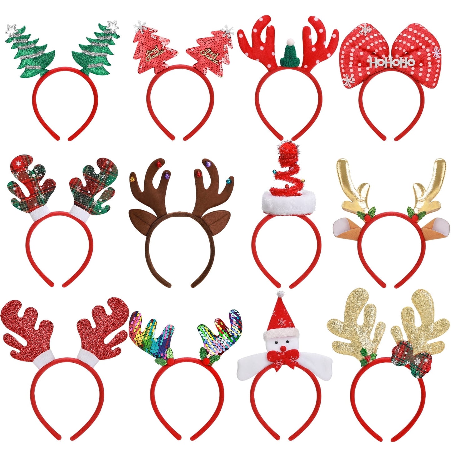 Ayieyill Christmas Headbands 8pcs Holiday Headbands Christmas Hair Accessories Christmas Decorations