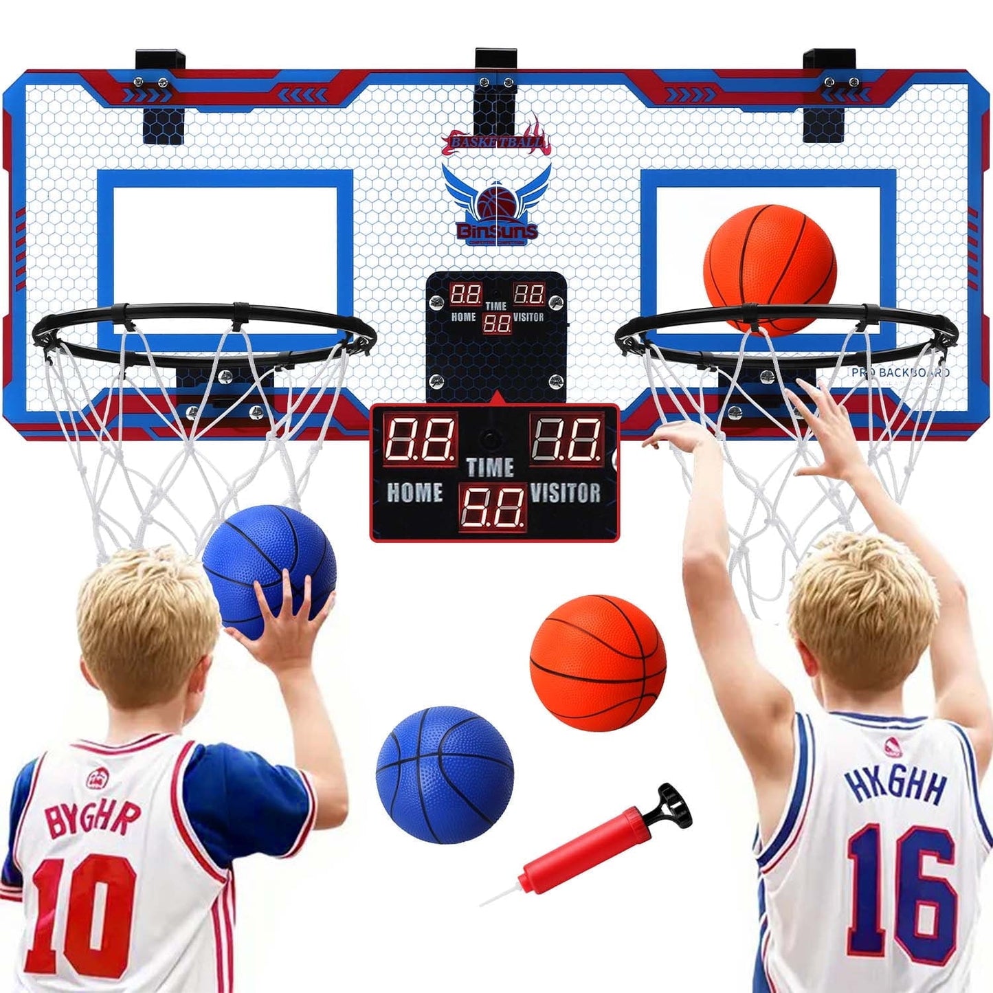 Ayieyill 2 Player Indoor Basketball Hoop for Kids, Mini Basketball Hoop for Door with 4 Balls, Basketball Toys for Boys Girls Bedroom Office