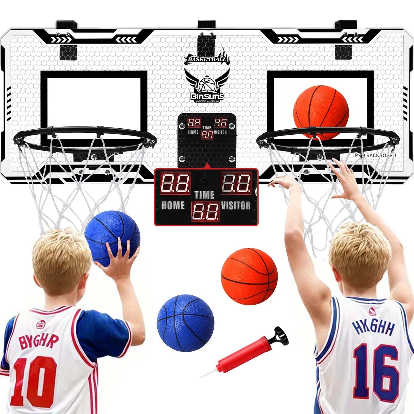 Ayieyill 2 Player Indoor Basketball Hoop for Kids, Mini Basketball Hoop for Door with 4 Balls, Basketball Toys for Boys Girls Bedroom Office
