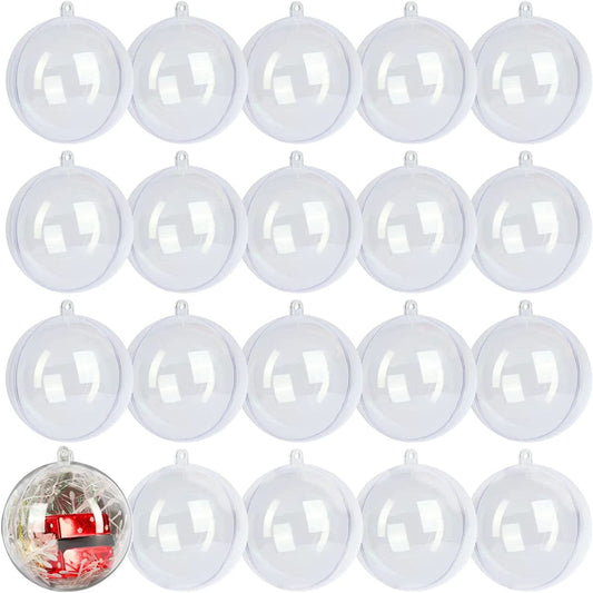 Ayieyill 20 Pack Clear Plastic Christmas Ornaments 3.15in Fillable Ornaments DIY Christmas Balls for Tree Decor