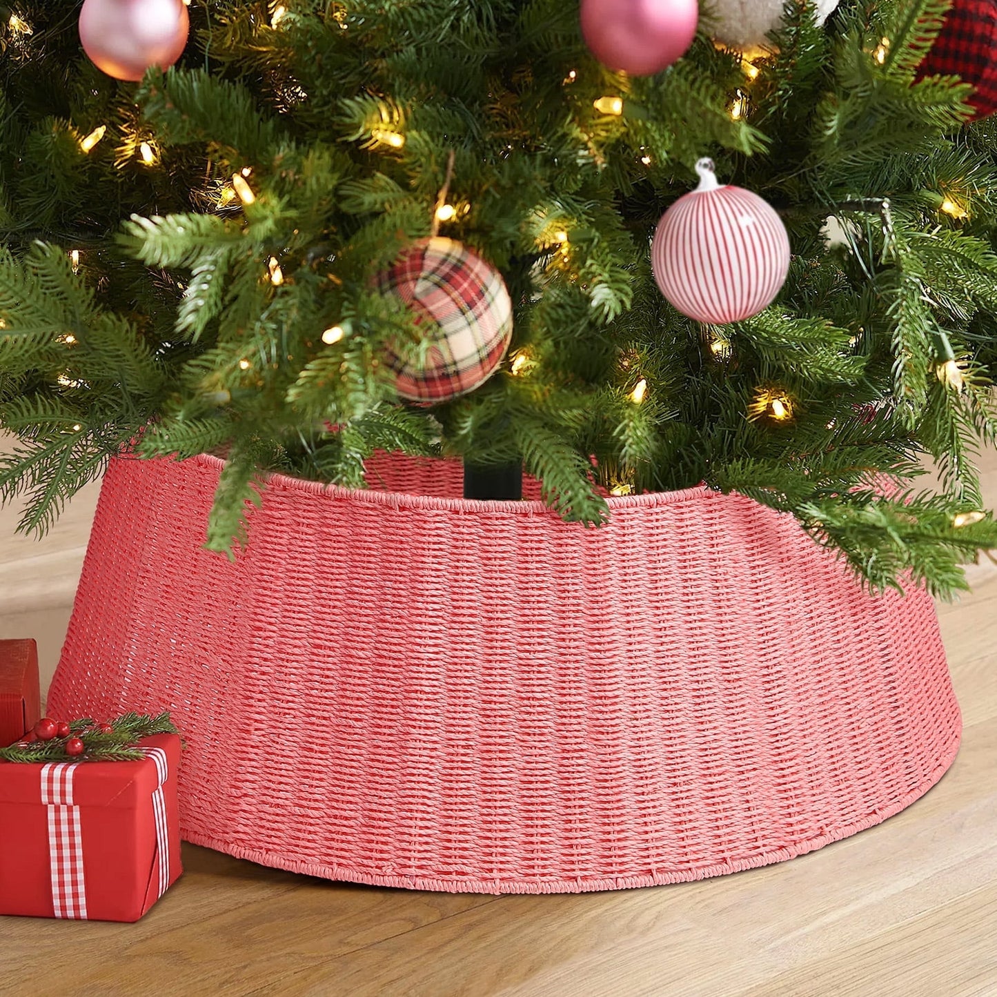 Ayieyill Christmas Tree Collar, Christmas Tree Skirt Cover for Christmas Tree Decorations | Rattan