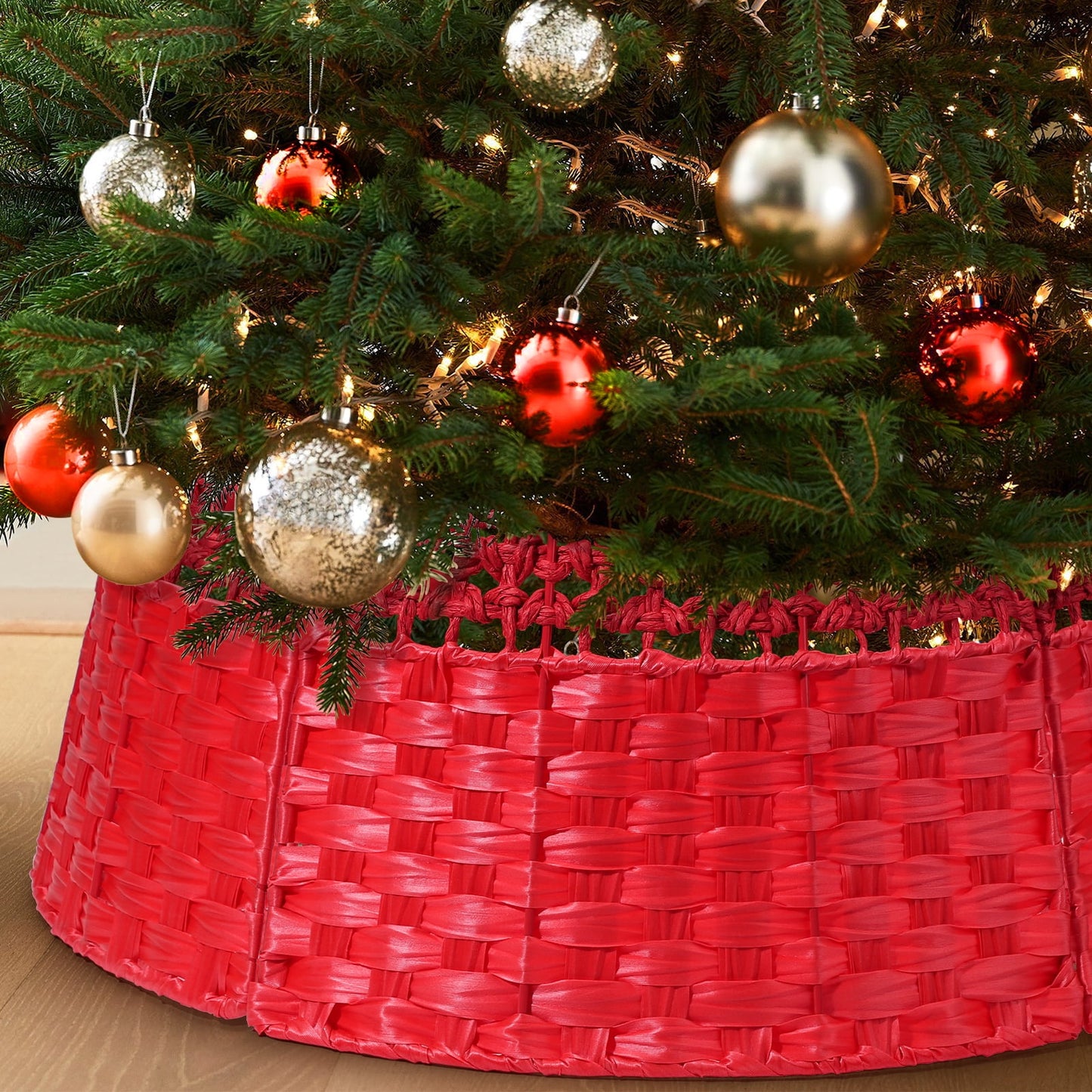Ayieyill 26 Inch Christmas Tree Collar, Christmas Tree Stand Cover for Christmas Tree Decorations | Wooden