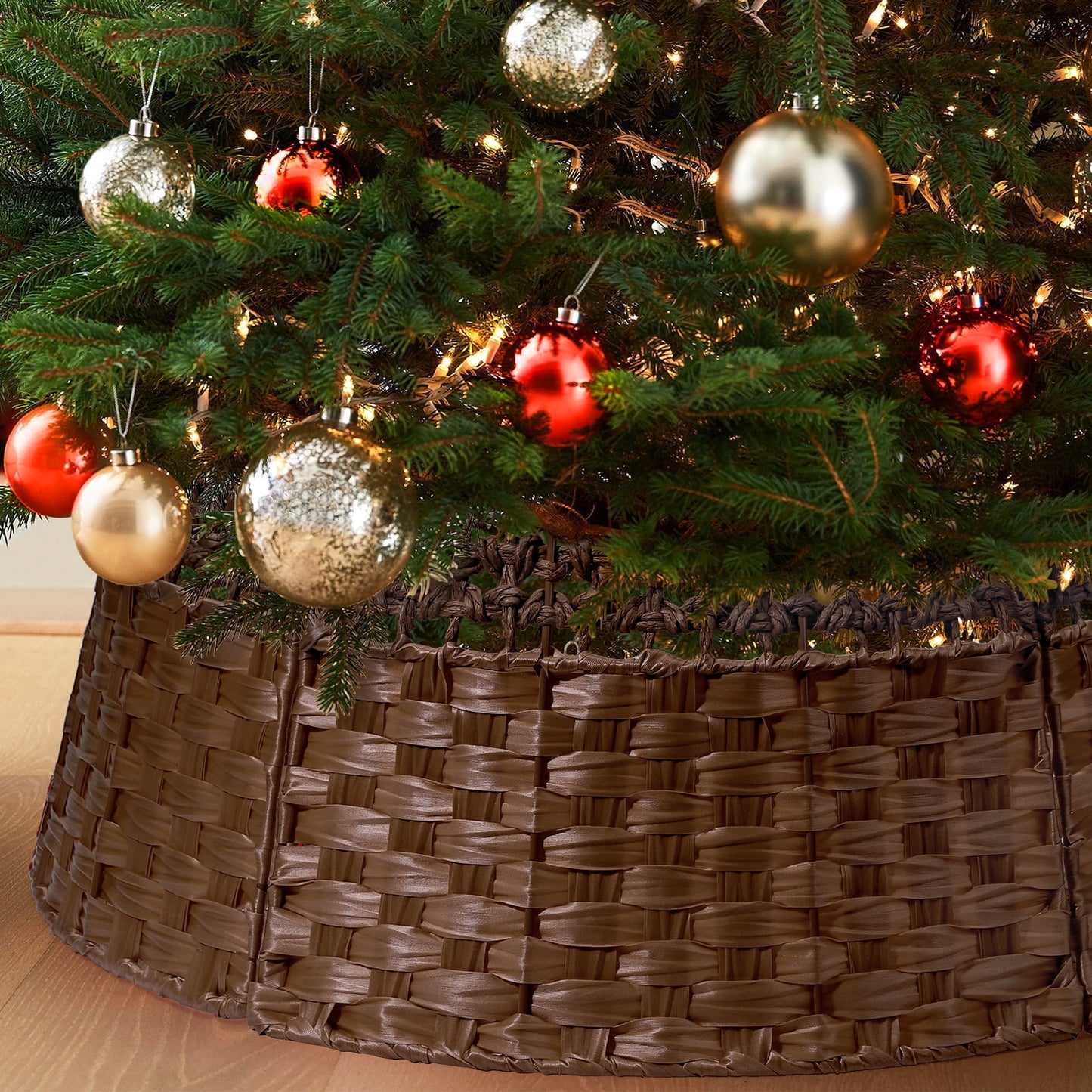 Ayieyill 26 Inch Christmas Tree Collar, Christmas Tree Stand Cover for Christmas Tree Decorations | Wooden