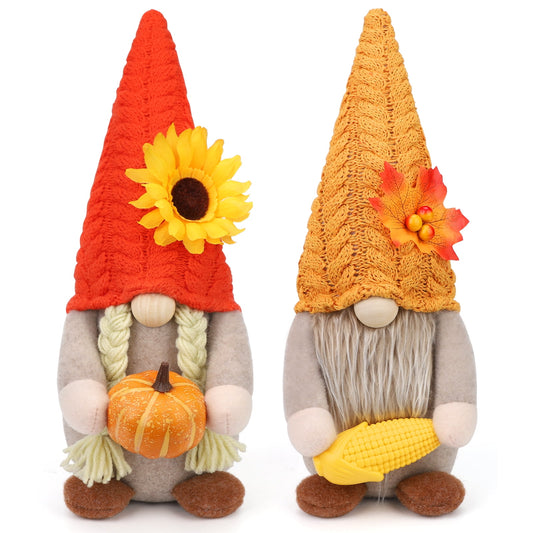 Ayieyill 2Pack Thanksgiving Gnomes Fall Decorations Gnomes Hold Pumpkin Corn