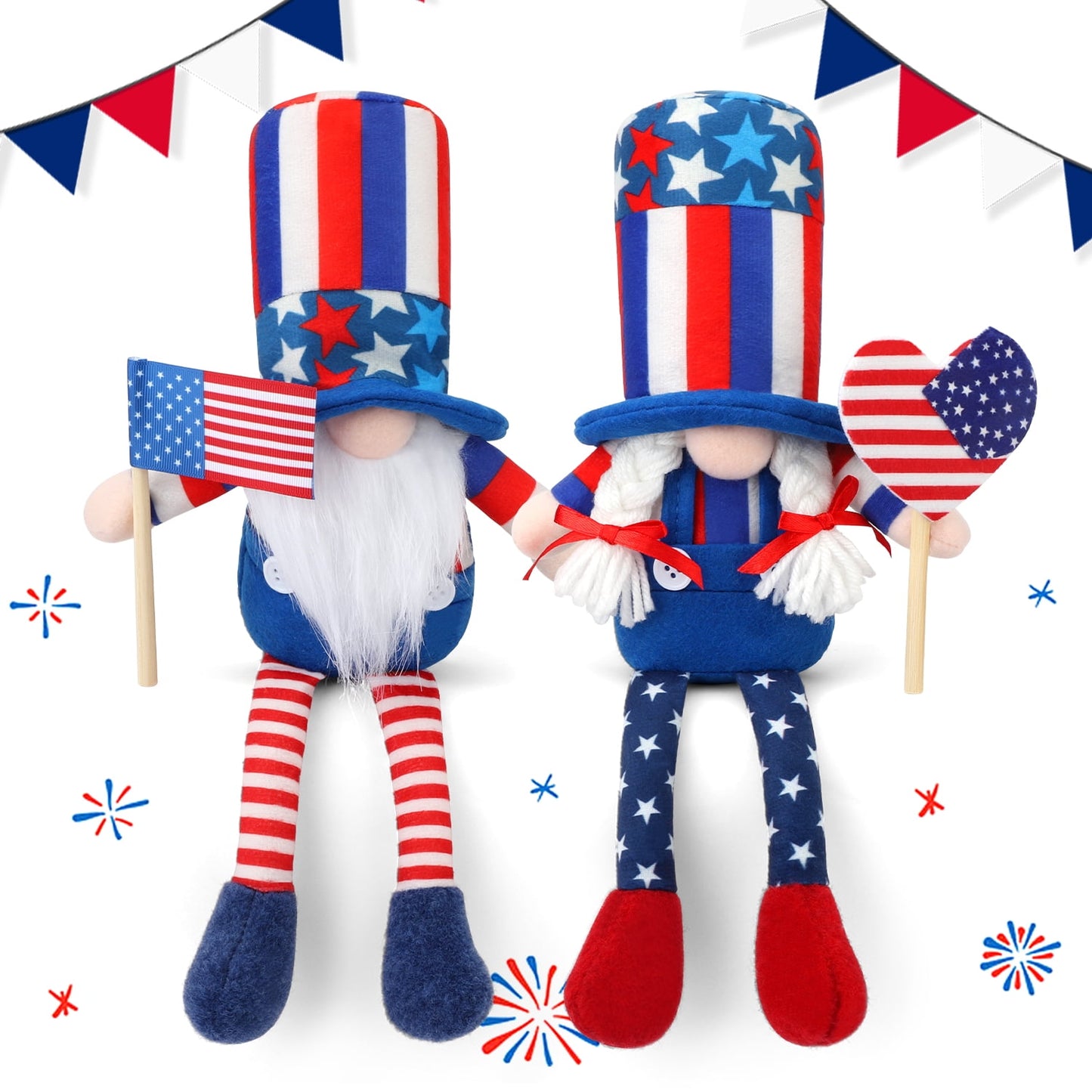 Ayieyill 2Pcs 4th of July Gnomes Patriotic Gnomes Decorations