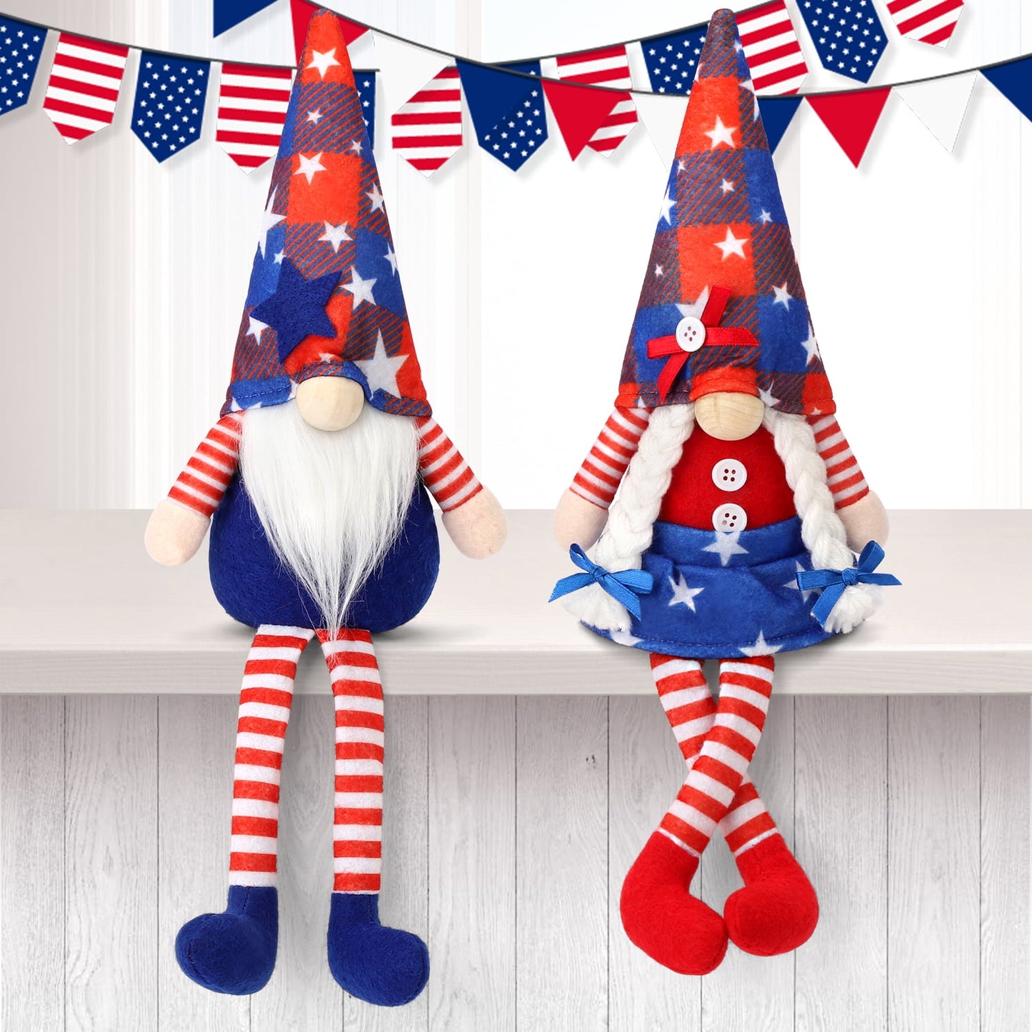 Ayieyill 2Pcs 4th of July Gnomes Patriotic Gnomes Decorations
