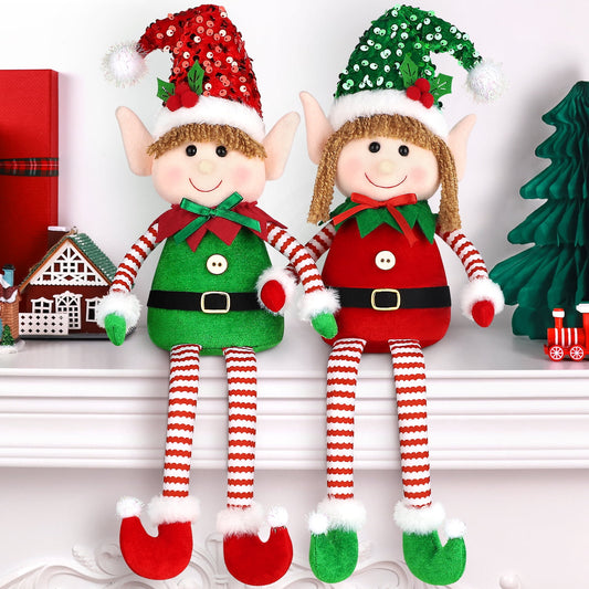 Ayieyill 2Pcs Christmas Elf, Elf Plush Christmas Stuffed Dolls, 20" Boy and Girl Elves Holiday Christmas Gnomes - Fun Christmas Decorations and Gifts for Kids