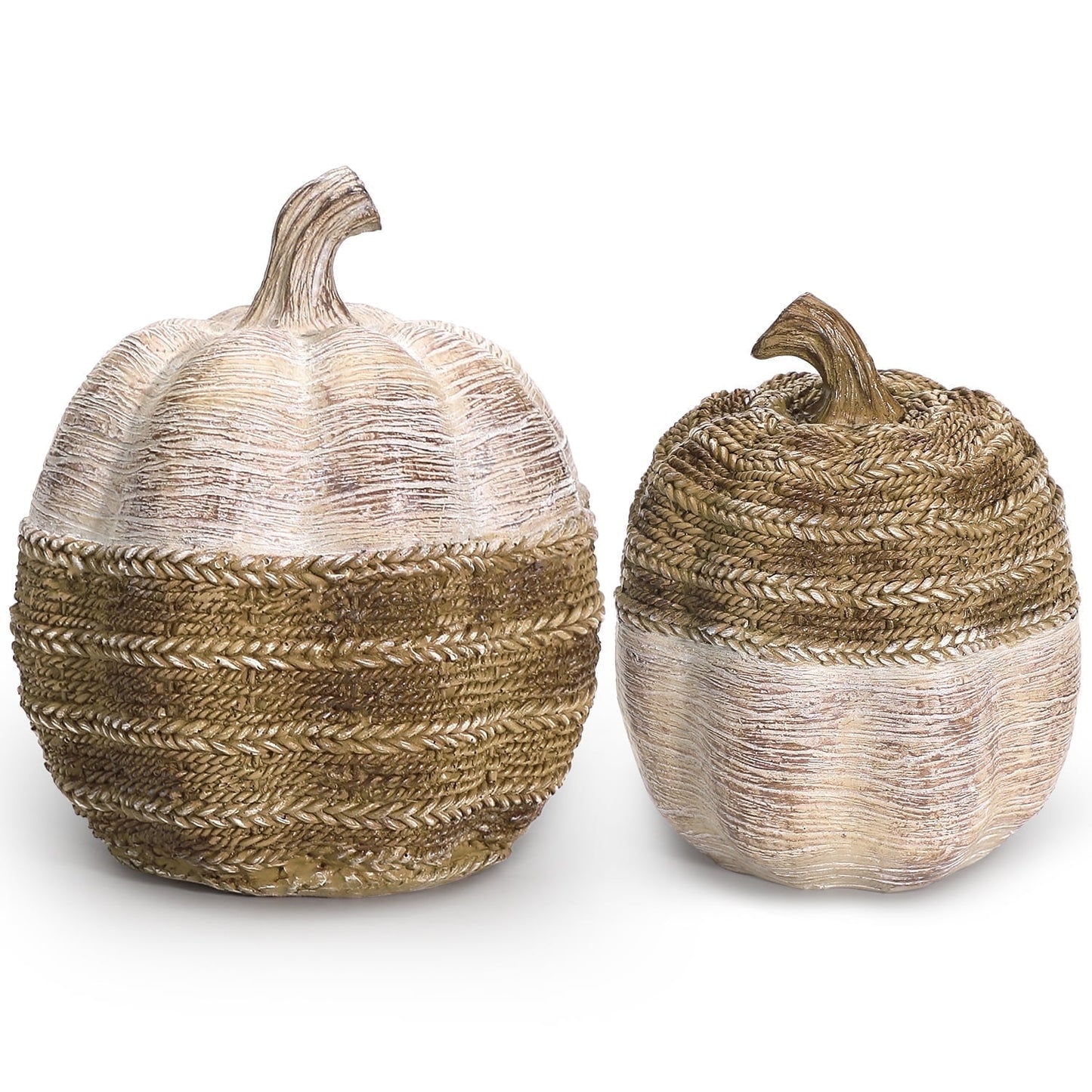 Ayieyill 2pcs Resin Pumpkin Figurines with Woven Texture Fall Decor Autumn Decor Thanksgiving Decorations for Home