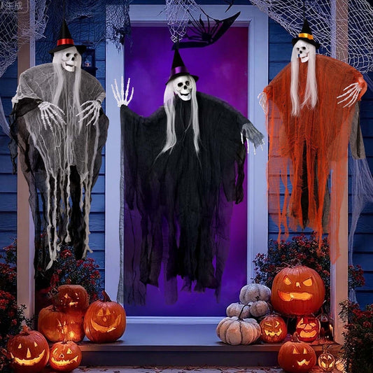 Ayieyill 3pcs Halloween Hanging Ghosts, Halloween Decorations Outdoor Indoor Scary Skeleton Ghosts, Haunted House Props