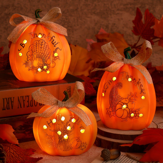 Ayieyill 3 Pcs Thanksgiving Pumpkin Set Fall Decor Resin, Fall Pumpkin Centerpiece for Thanksgiving Decorations