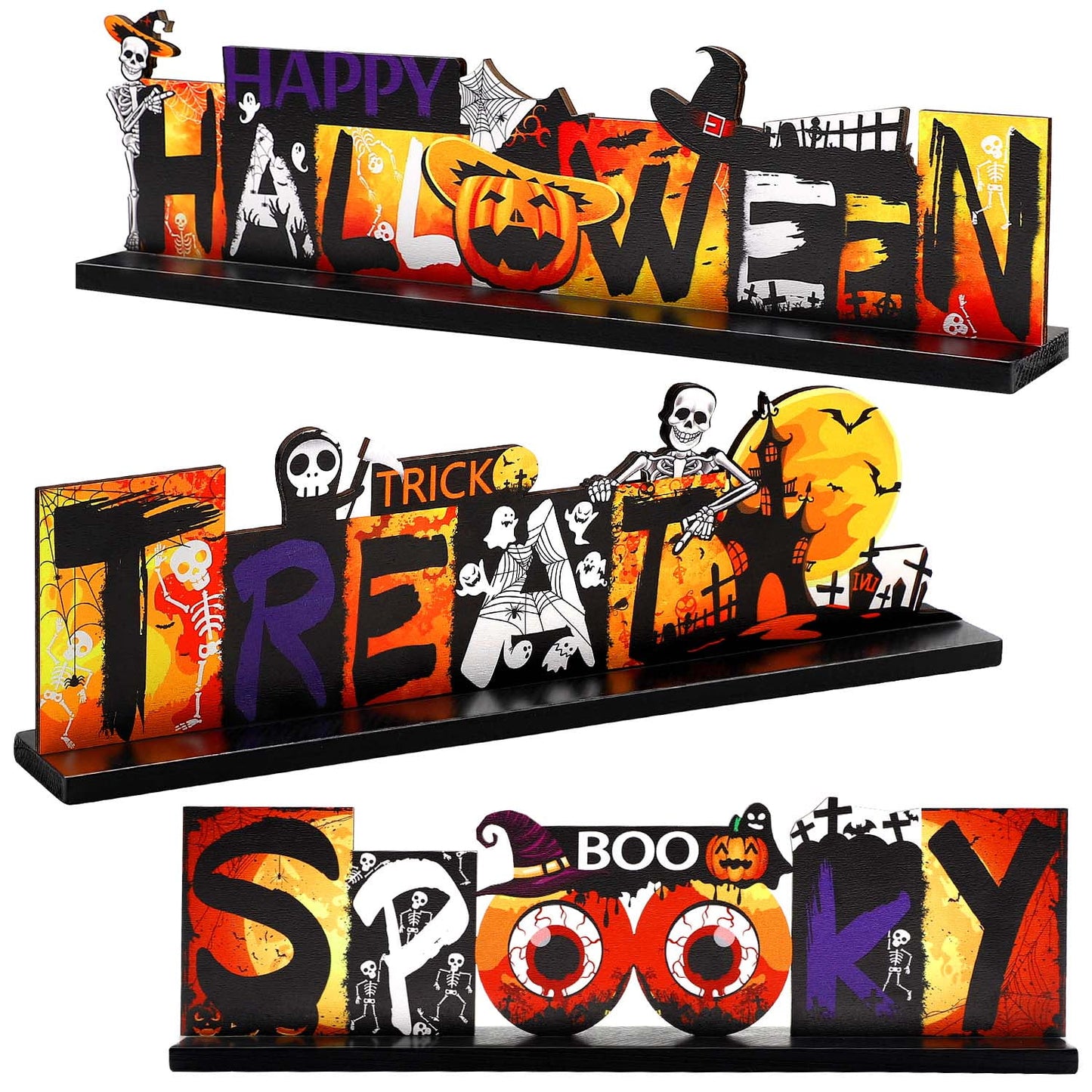 Ayieyill 3 Pieces Halloween Table Decorations Pumpkin Table Centerpiece, Halloween Indoor Decor