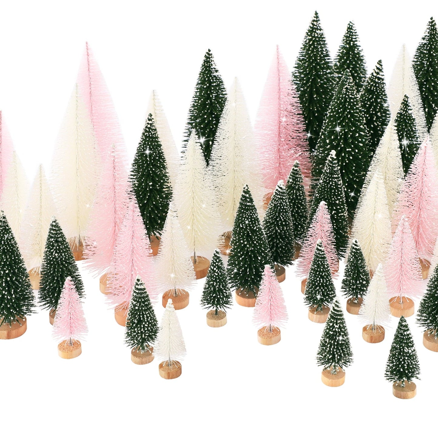 Ayieyill 30Pcs Mini Christmas Trees - Artificial Christmas Trees Bottle Brush Trees with 5 Sizes