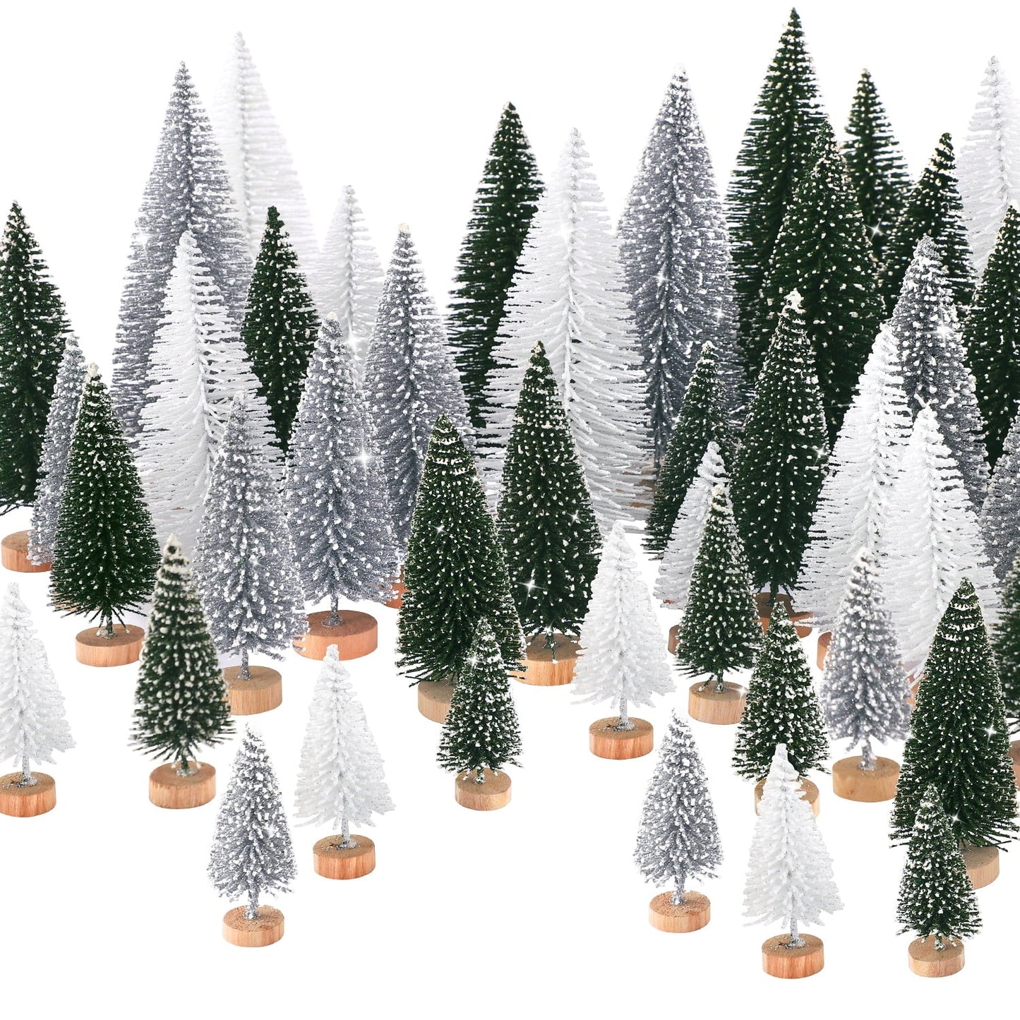 Ayieyill 30Pcs Mini Christmas Trees - Artificial Christmas Trees Bottle Brush Trees with 5 Sizes