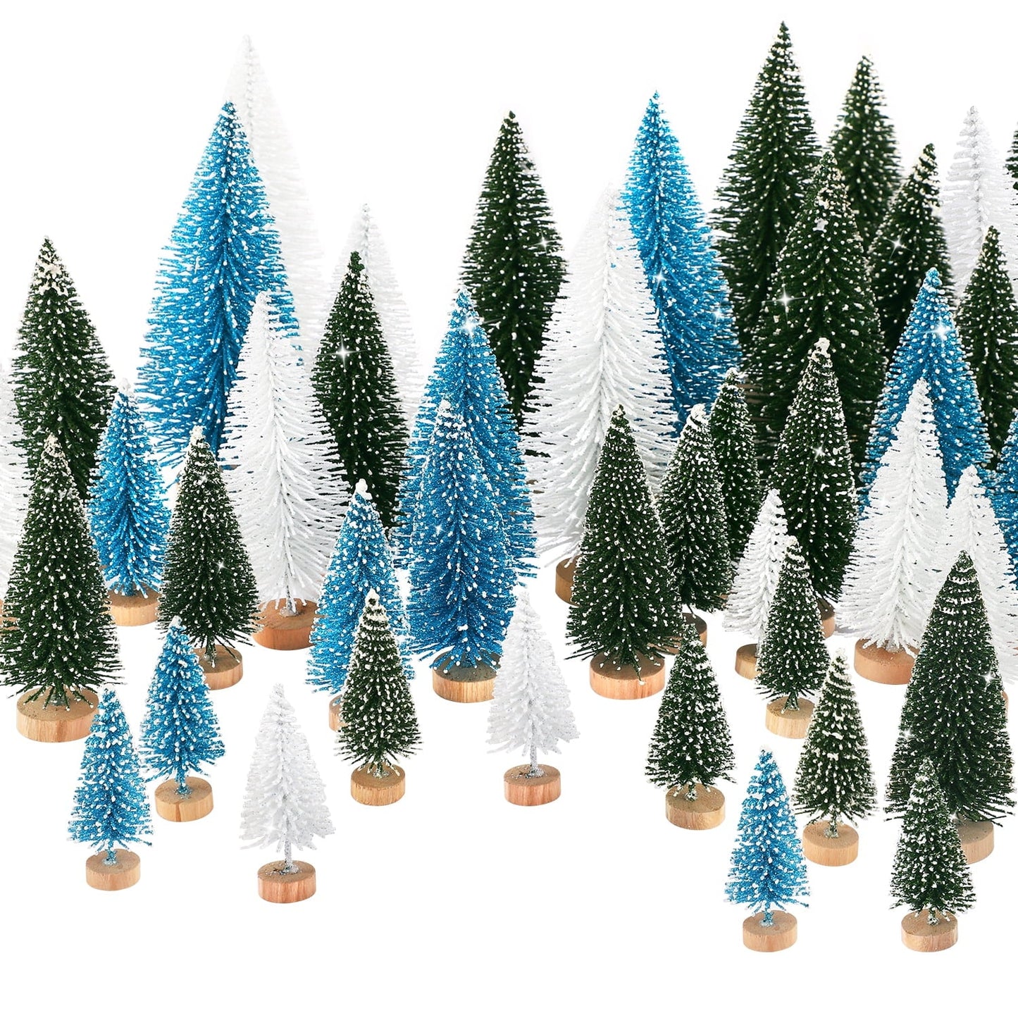 Ayieyill 30Pcs Mini Christmas Trees - Artificial Christmas Trees Bottle Brush Trees with 5 Sizes