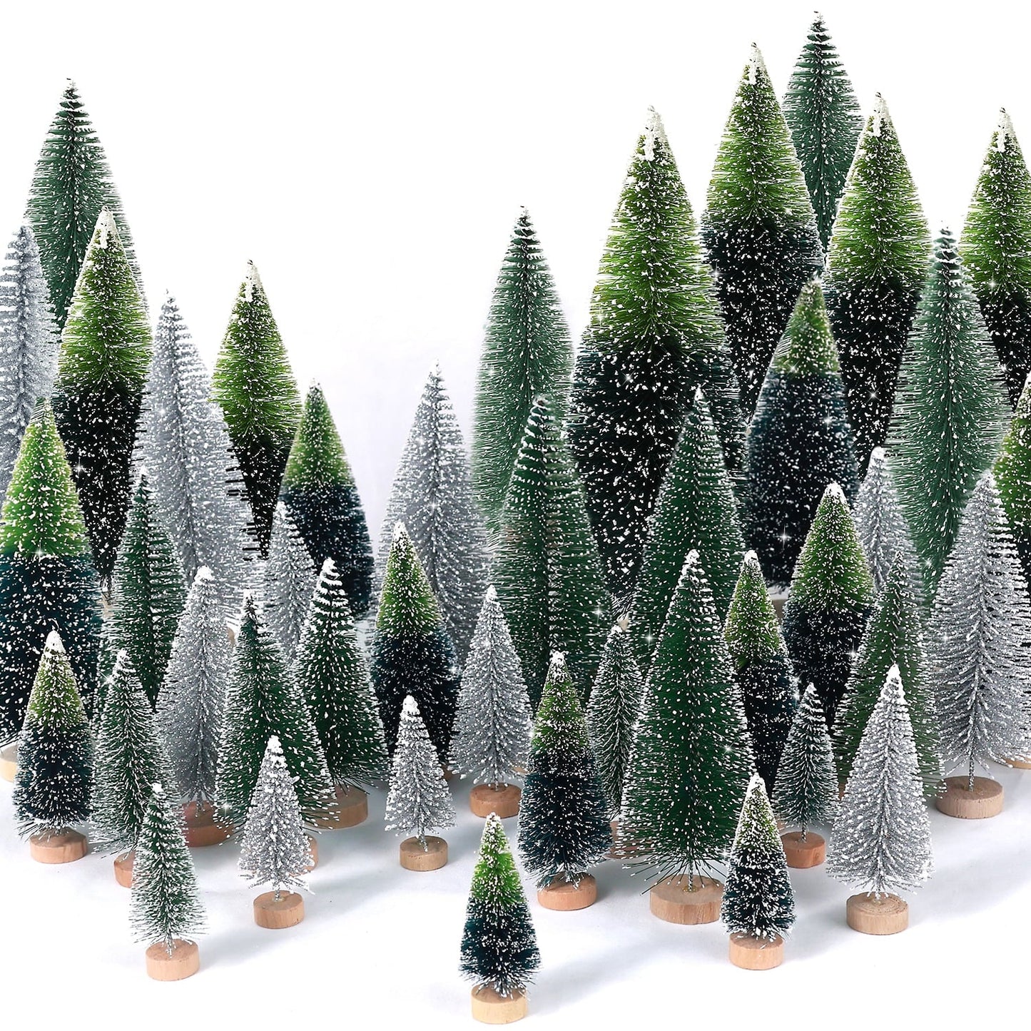 Ayieyill 30Pcs Mini Christmas Trees - Artificial Christmas Trees Bottle Brush Trees with 5 Sizes