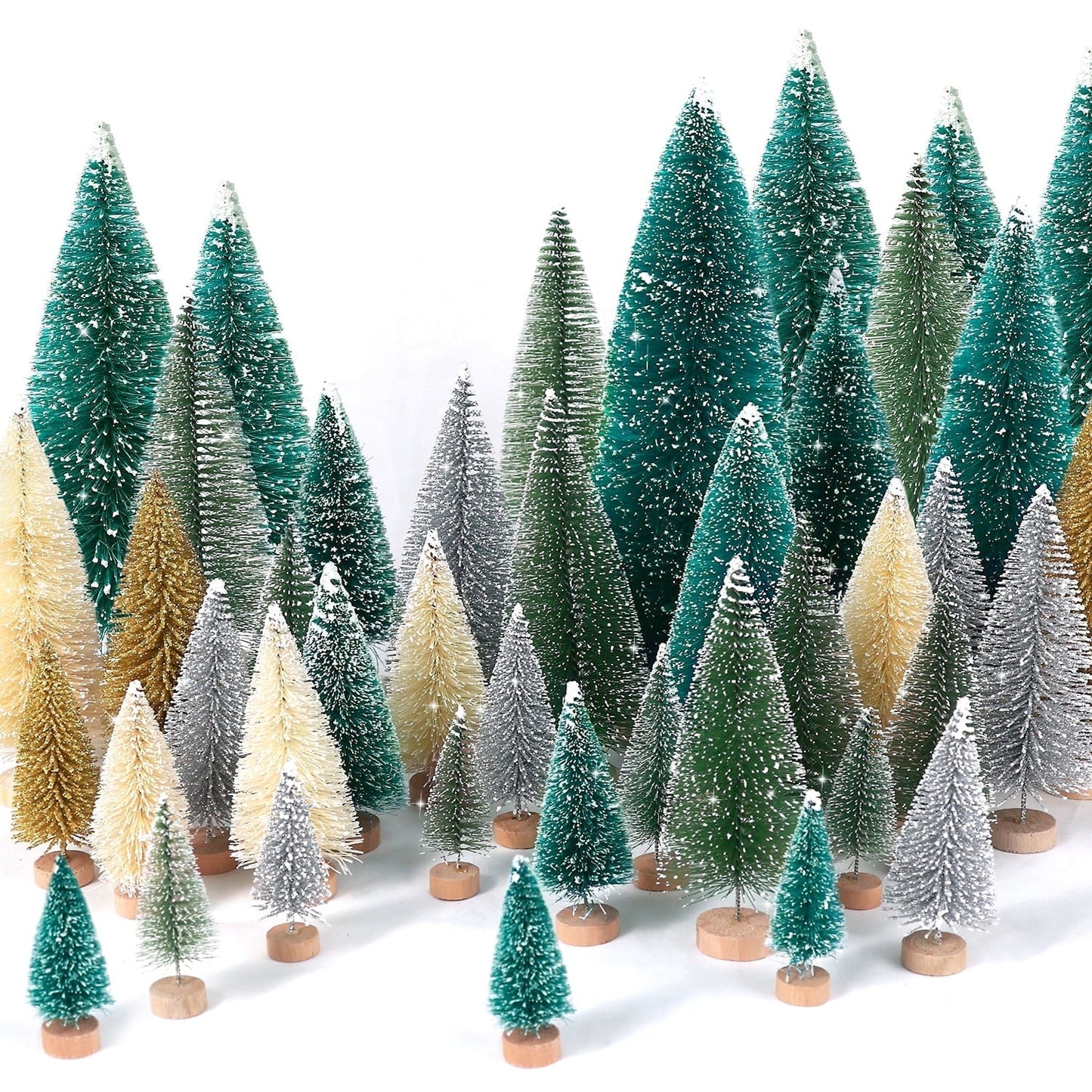 Ayieyill 30Pcs Mini Christmas Trees - Artificial Christmas Trees Bottle Brush Trees with 5 Sizes