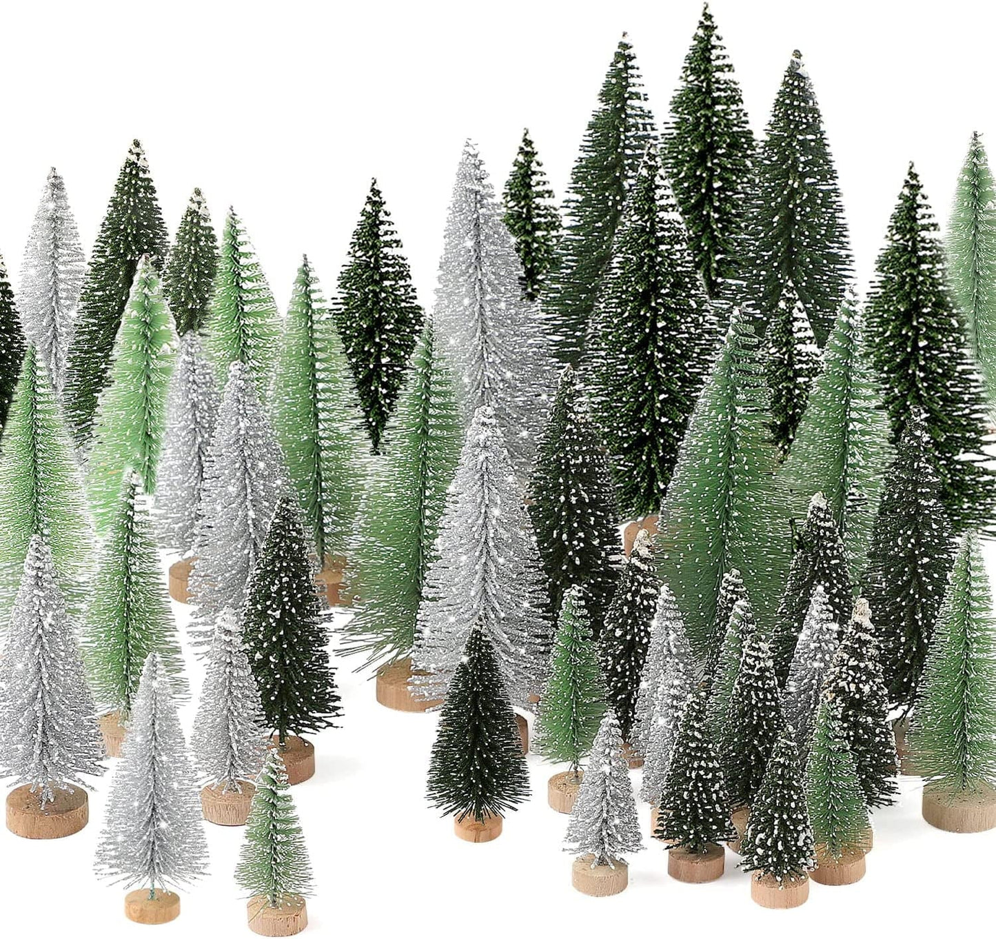 Ayieyill 30Pcs Mini Christmas Trees - Artificial Christmas Trees Bottle Brush Trees with 5 Sizes