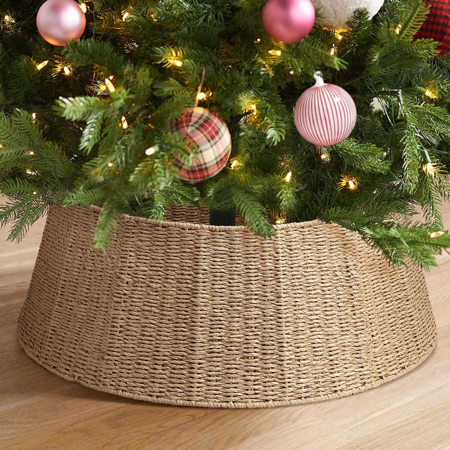 Ayieyill Christmas Tree Collar, Christmas Tree Skirt Cover for Christmas Tree Decorations | Rattan