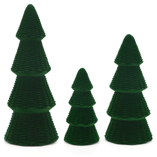 Ayieyill 3pcs Tabletop Christmas Tree Velvet Woven Resin Christmas Trees for Christmas Decor Indoor, Christmas Table Decor