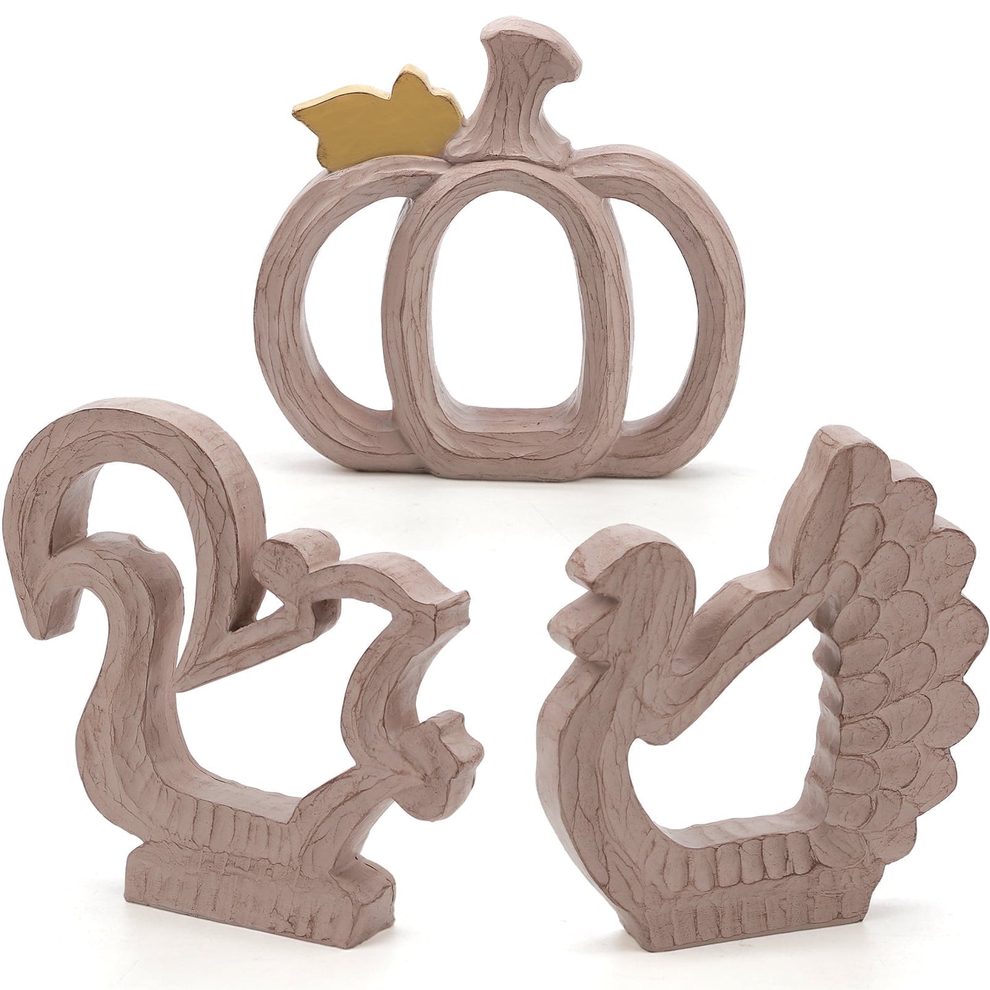 Ayieyill Fall Decorations for Home, Thanksgiving Decorations Pumpkin Decor Turkey Decor Resin, 3pcs Wood