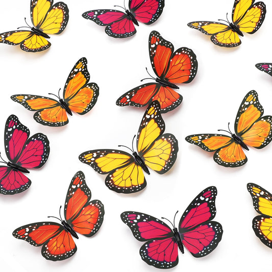 Ayieyill 40 Pcs Monarch Butterfly Cinco de Mayo Decorations Orange Butterflies for Crafts Premium Fake Butterflies Dia De Los Muertos Decor Wall Decor for Room, Wedding, Party  (4.72''L x 3.1'' H)