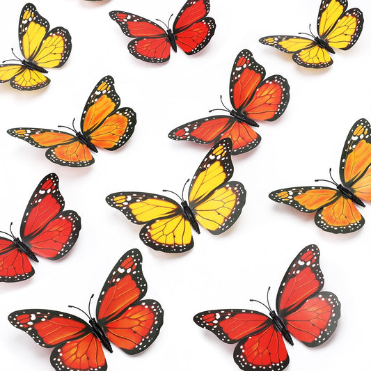 Ayieyill 40 Pcs Monarch Butterfly Decorations Orange Butterflies for Crafts