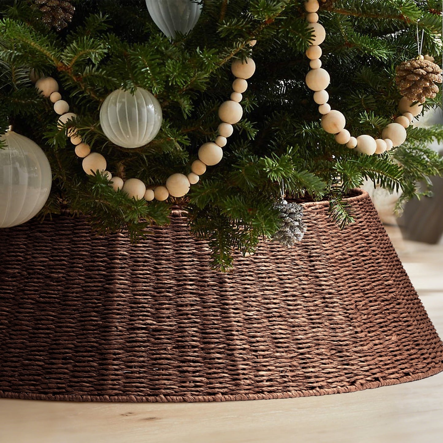 Ayieyill Christmas Tree Collar, Christmas Tree Skirt Cover for Christmas Tree Decorations | Rattan