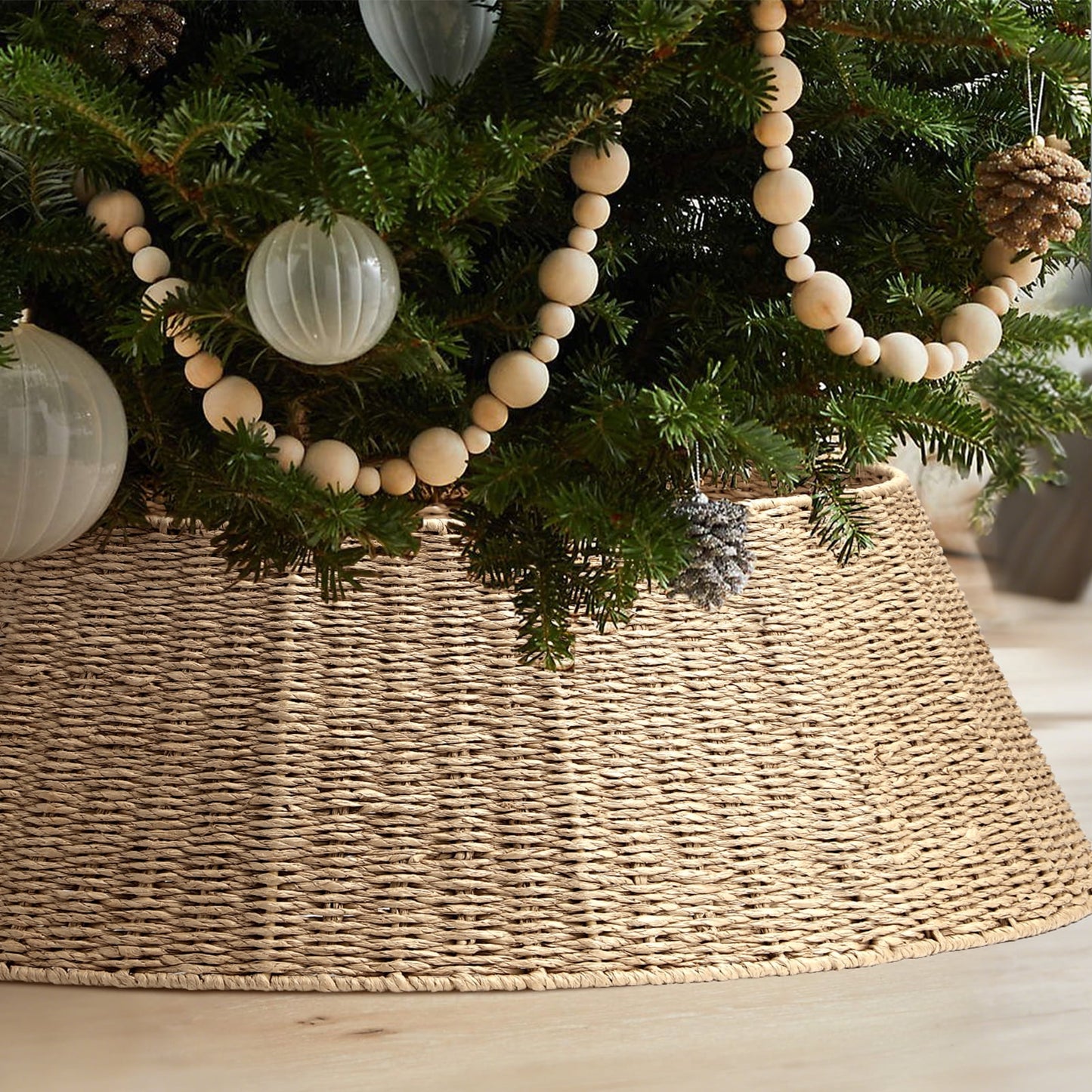 Ayieyill Christmas Tree Collar, Christmas Tree Skirt Cover for Christmas Tree Decorations | Rattan