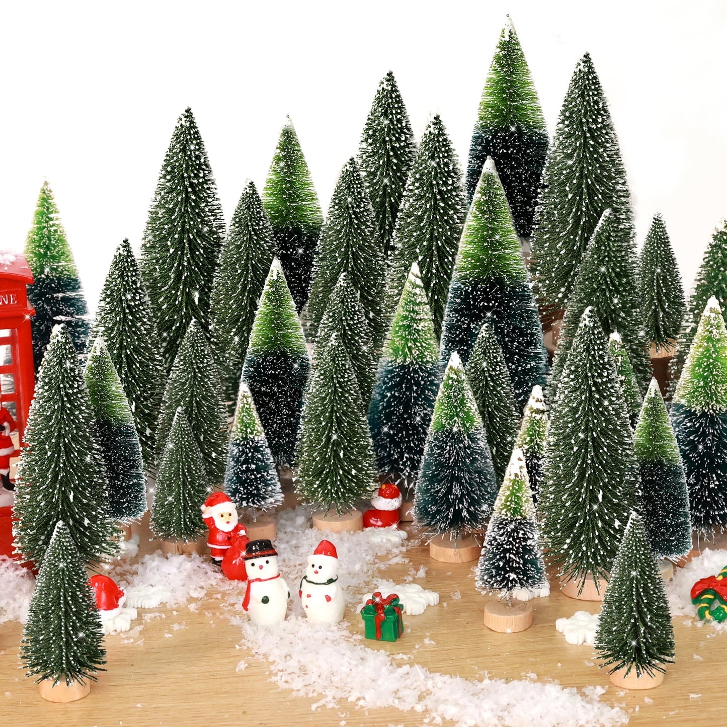 Ayieyill 44pcs Mini Christmas Tree, Bottle Brush Christmas Trees with Wooden Base