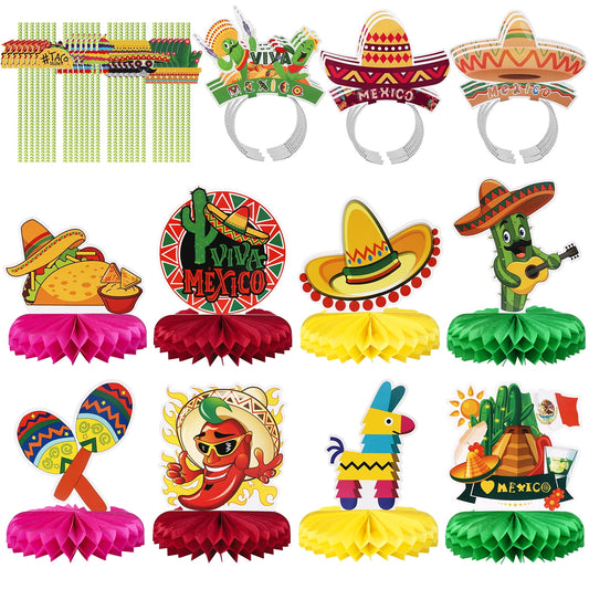 Ayieyill 45PCS Mexican Decorations, Cinco De Mayo Fiesta Decorations for Fun Fiesta Hat Party Supplies