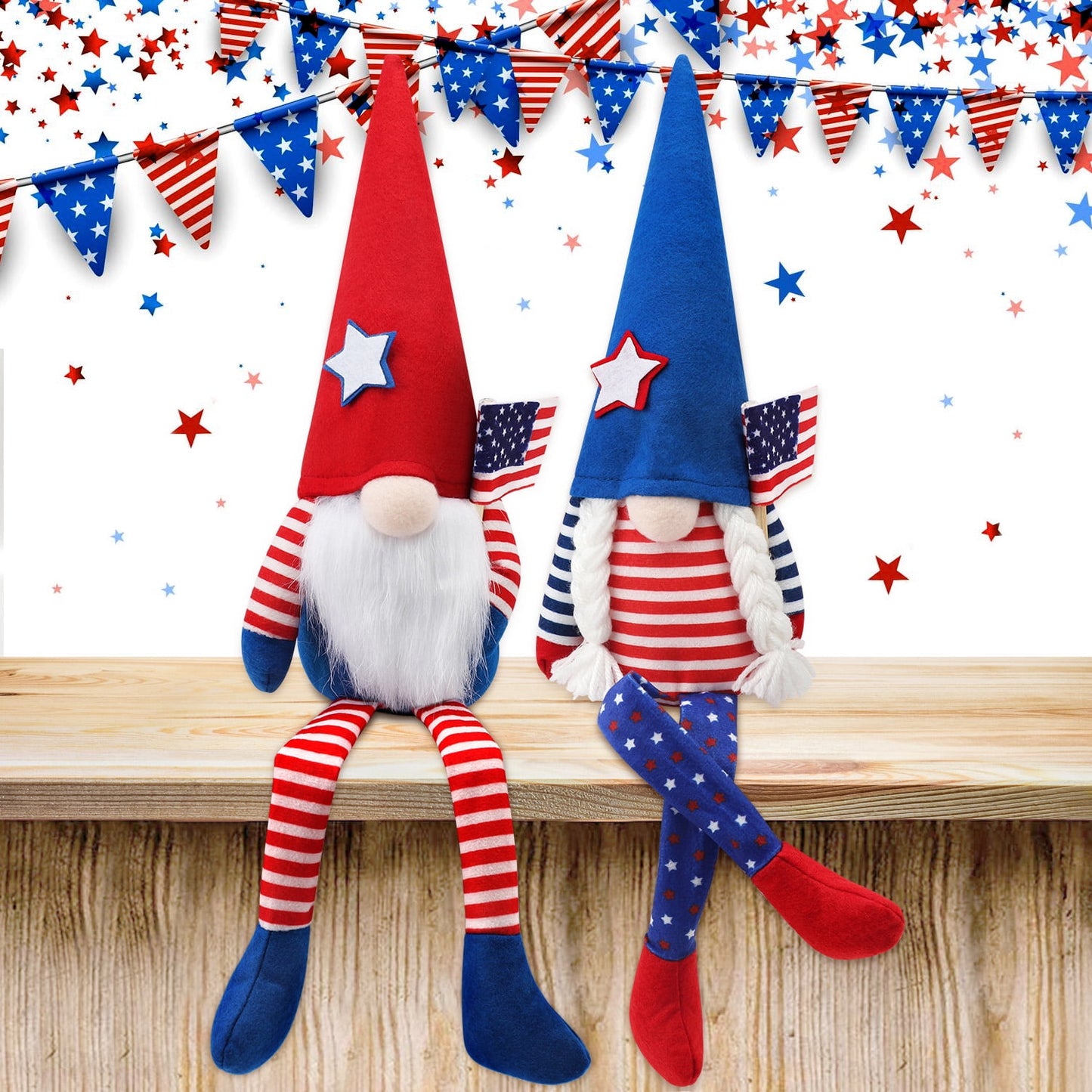 Ayieyill 2Pcs 4th of July Gnomes Patriotic Gnomes Decorations