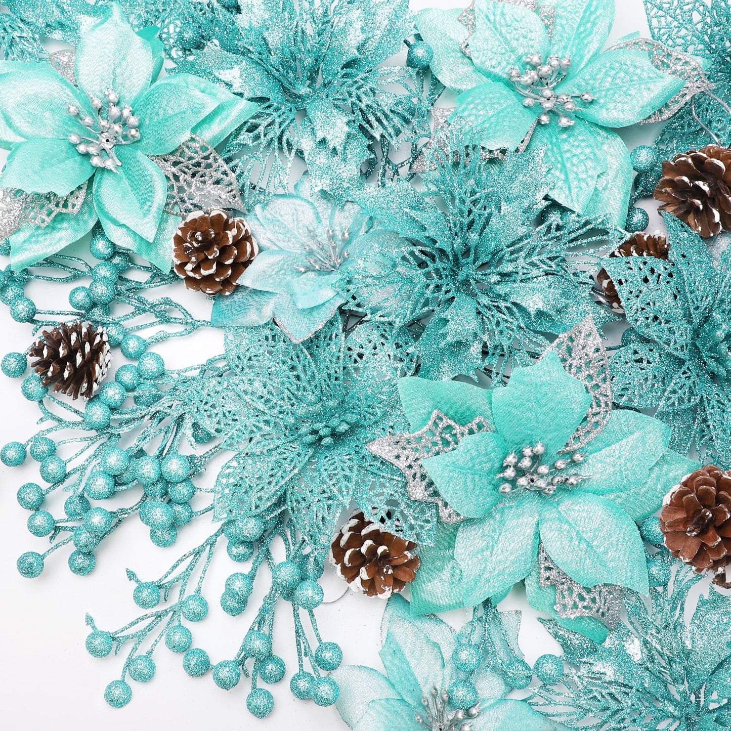 Ayieyill 56Pcs Poinsettia Christmas Flowers Decorations Christmas Flower Ornaments