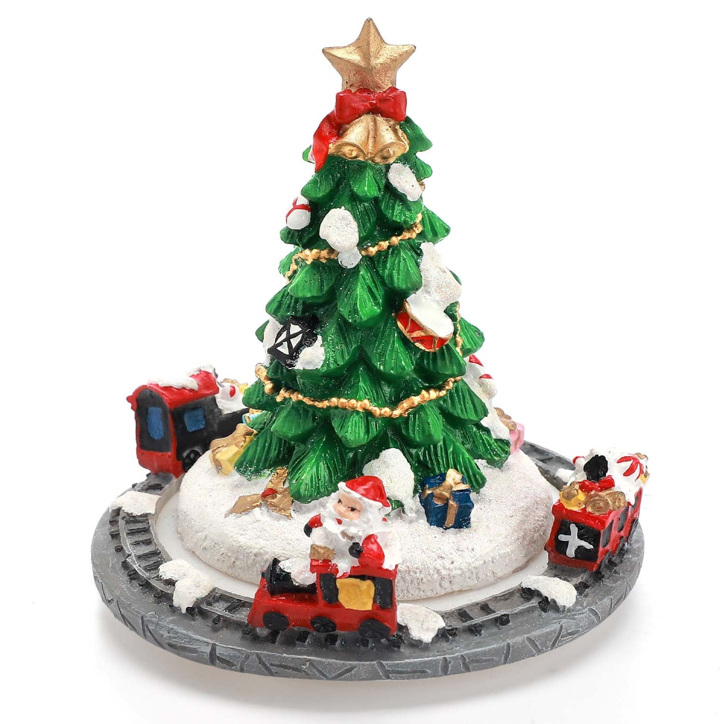 Ayieyill Merry Christmas Music Box Resin Christmas Tree Music Box for Christmas Table Decorations Indoor - 5.9"